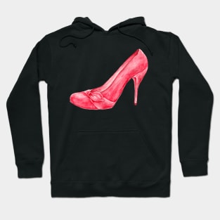 Red high heel shoe. watercolor Hoodie